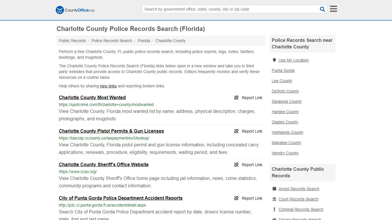 Police Records Search - Charlotte County, FL (Accidents & Arrest Records)